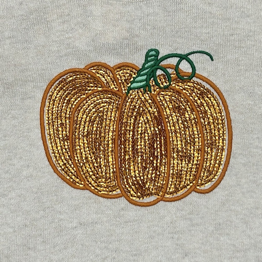 J. Crew Crewcuts Girls Embroidered Sequin Pumpkin Sweater Size 12/14 XL ($75) - Picture 2 of 3